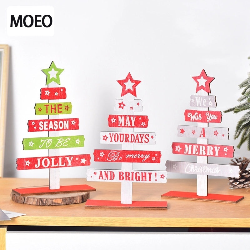 Christmas Cute IG Style Christmas Tree Letter Star Wood Party Festival Ornaments|Home Decor & Seasonal Ornaments