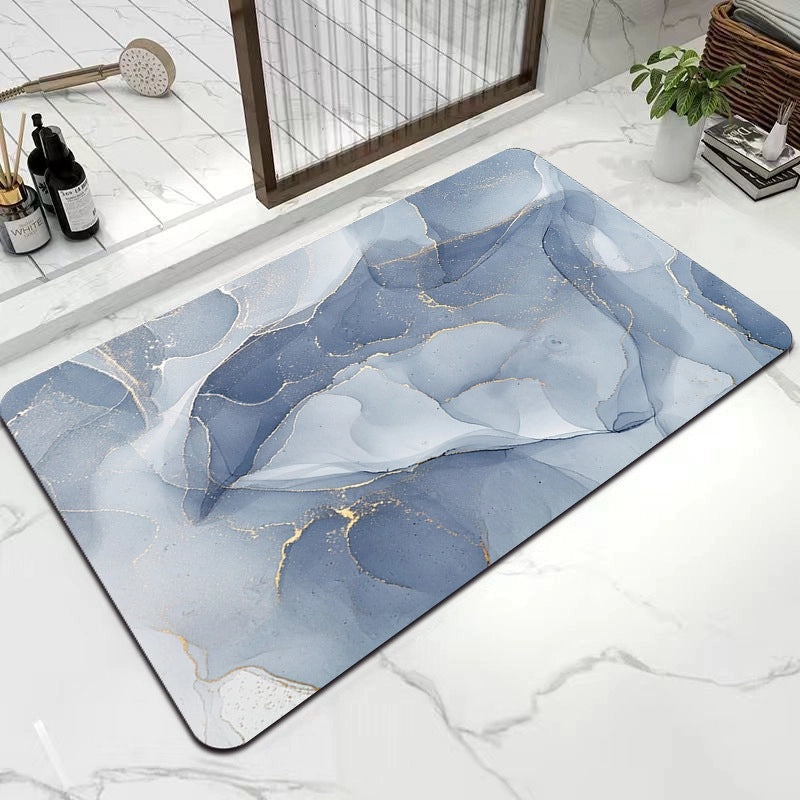 Diatom Mud Absorbent Bathroom Floor Mat Marble Design Large Non-Slip Door Mat | Home & Bath Accessories
