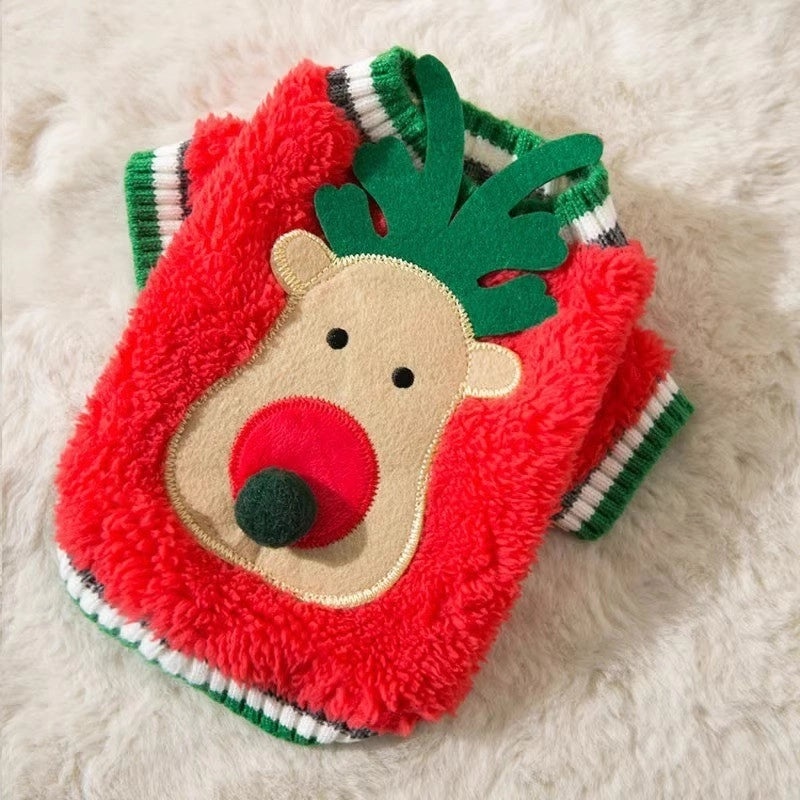 Cozy Christmas Color Block Pet Sweater with Soft Core Spun Yarn|Pet Clothing