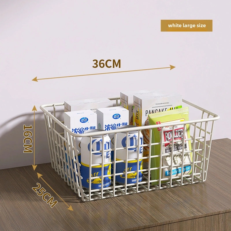 Wrought Iron Storage Basket with Wooden Handle Nordic Desktop Snack Organizer|Home Storage & Organization