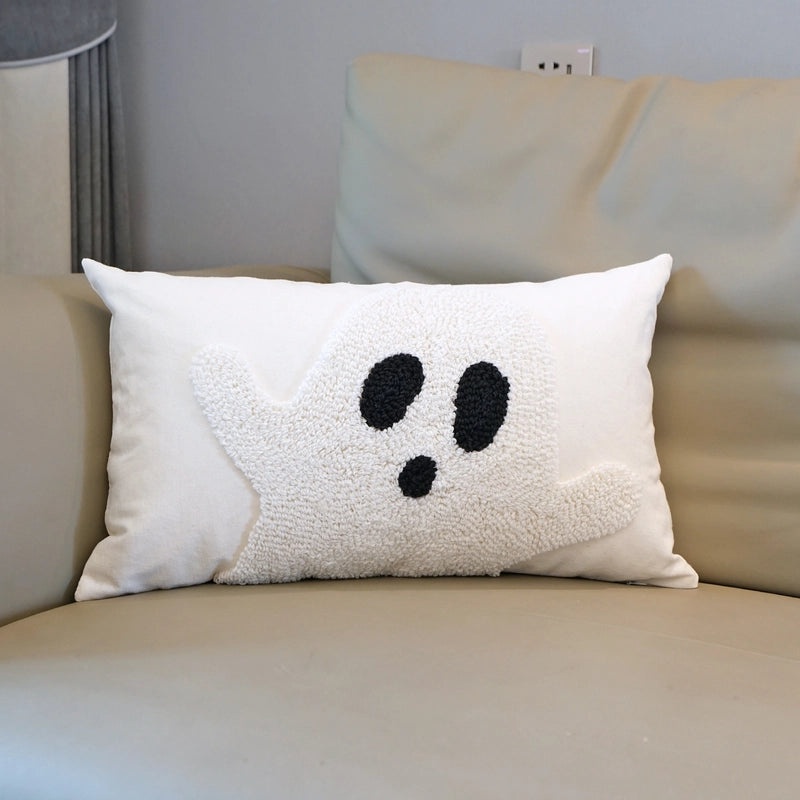 Velvet Halloween Ghost Embroidered Pillow Cover for Sofa Home Holiday Decoration | Home Decor Cushions