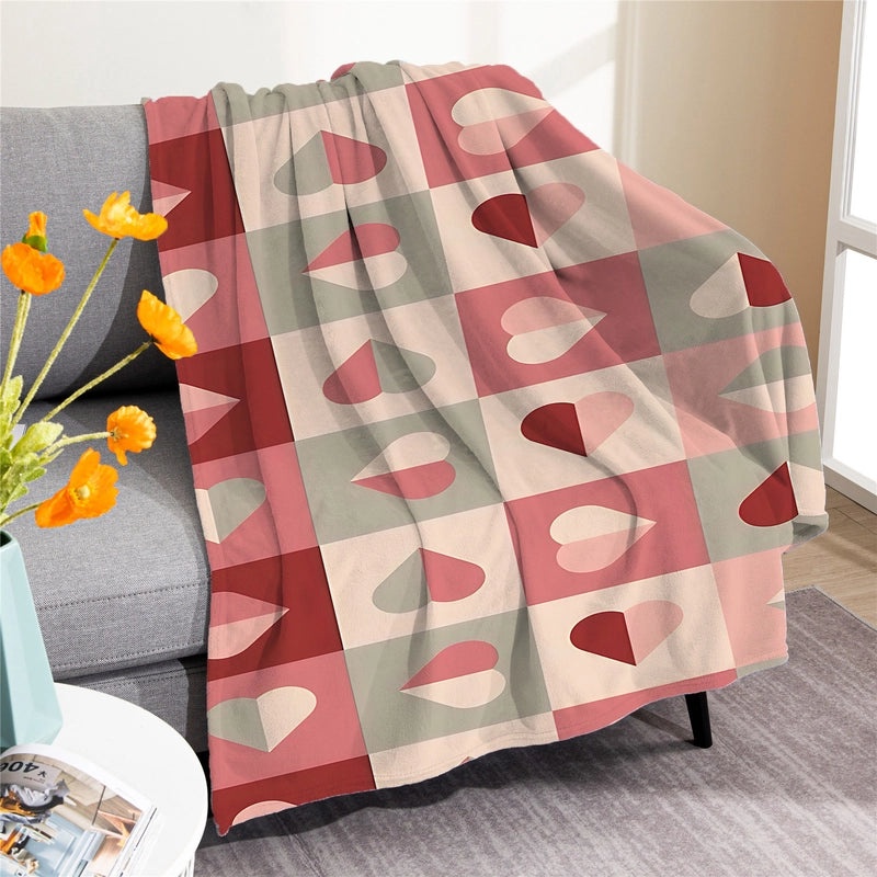 Valentine's Day Elegant Geometric Flannel Blanket Bedding with Chinoiserie Design | Home & Living Bedding