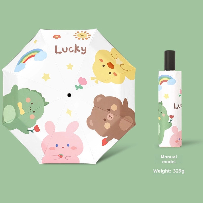 Kids Safety Anti-Rebound Folding Umbrella Cartoon Design Full Automatic Portable Dual-Use for Boys and Girls|Children's Umbrellas