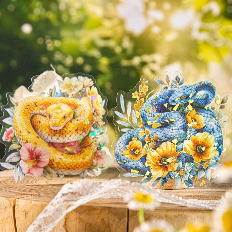 Floral Snake Pattern Vintage Style PET Stickers Set|Home & Garden Accessories