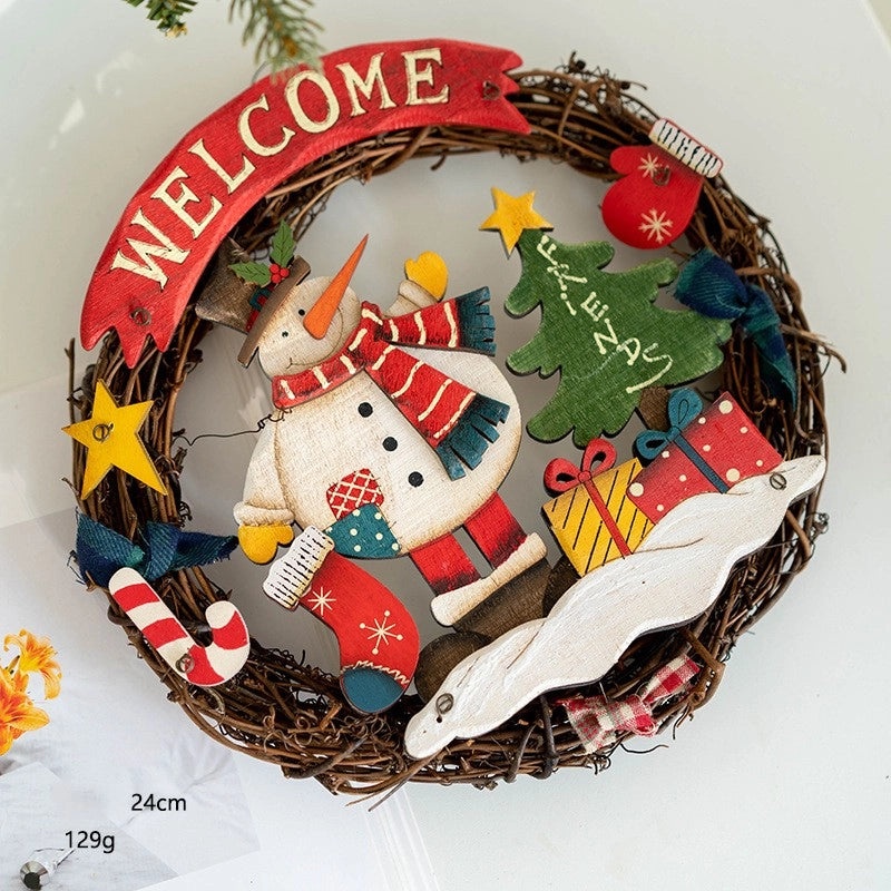 Christmas Cute Santa Claus and Snowman Wooden Hanging Ornaments for Holiday Party Decorations|Christmas Decorations
