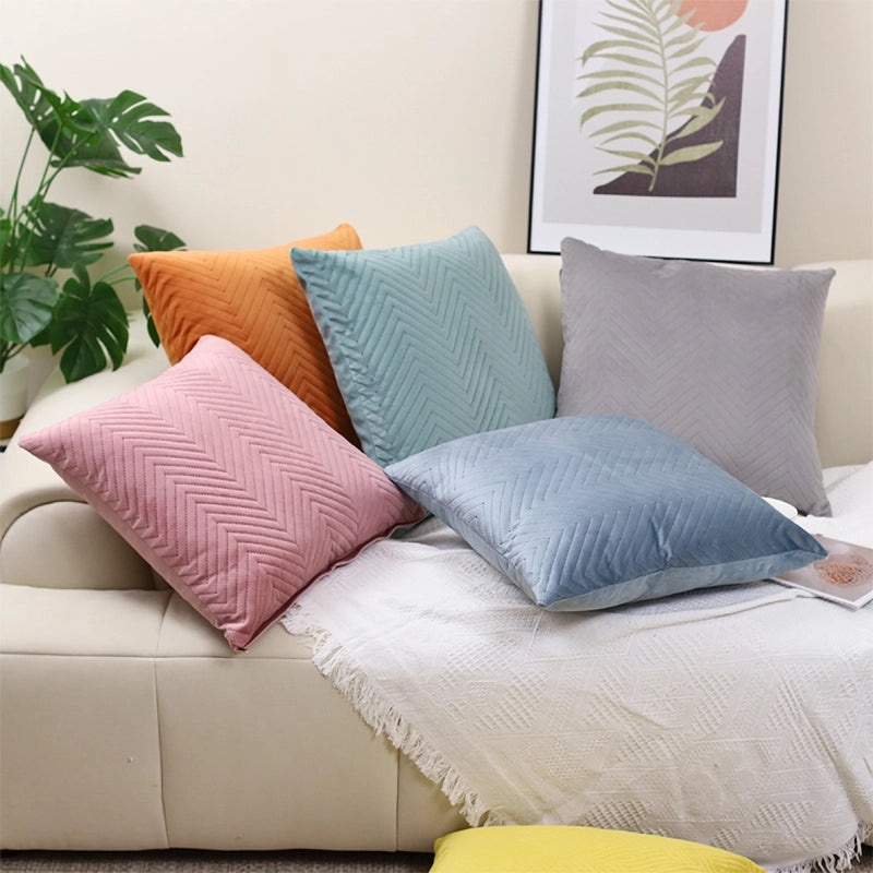 Nordic Velvet Embossed 3D Pillow Cover for Bedside Home Decor|Home Textiles>Pillow Covers & Cases