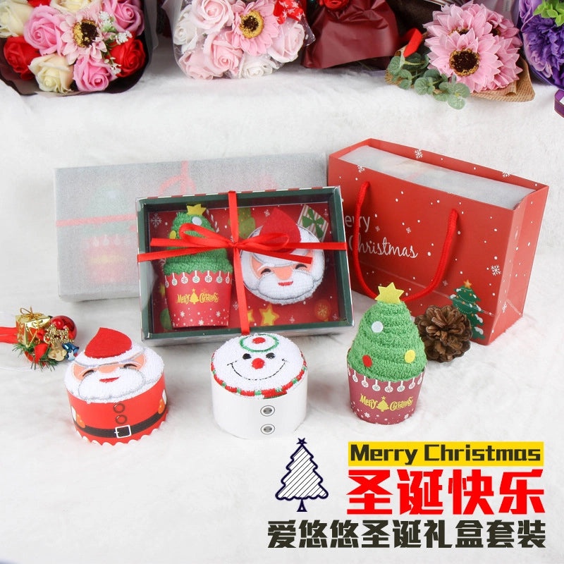 Nordic Christmas Tree Santa Claus Cotton Festival Towels | Home Decor & Seasonal Accessories