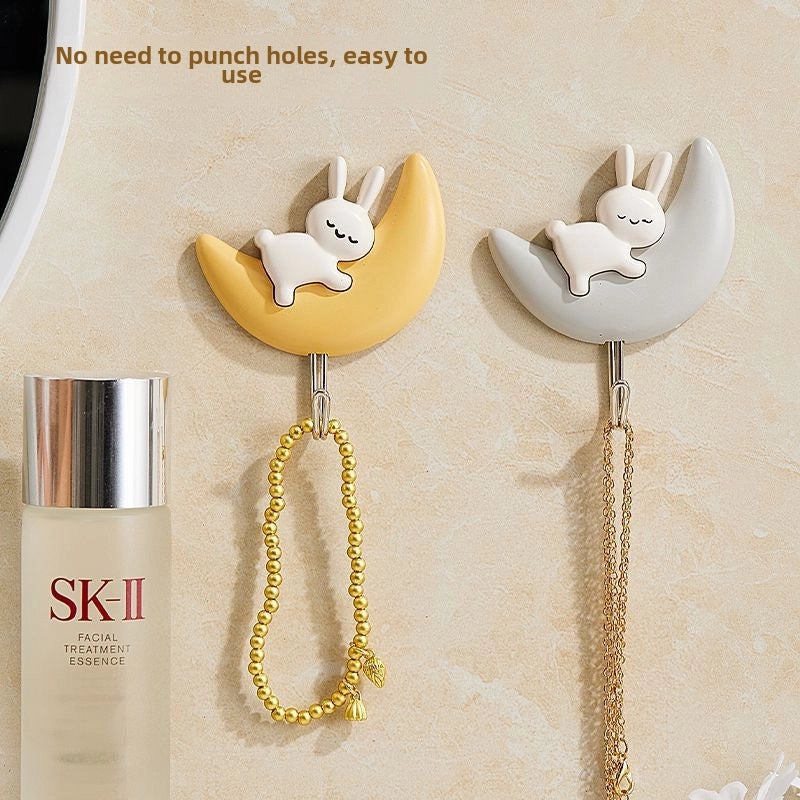 Cute Rabbit Hook Self-adhesive Wall Hanger for Bathroom Dorm Bedroom | Home Organization Accessories