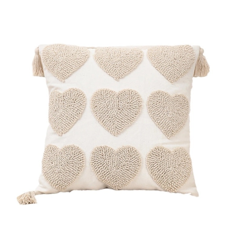 Nordic Heart-Shaped Polyester Cotton Throw Pillow Cover for Couch & Sofa Decor | Home Decor & Pillows
