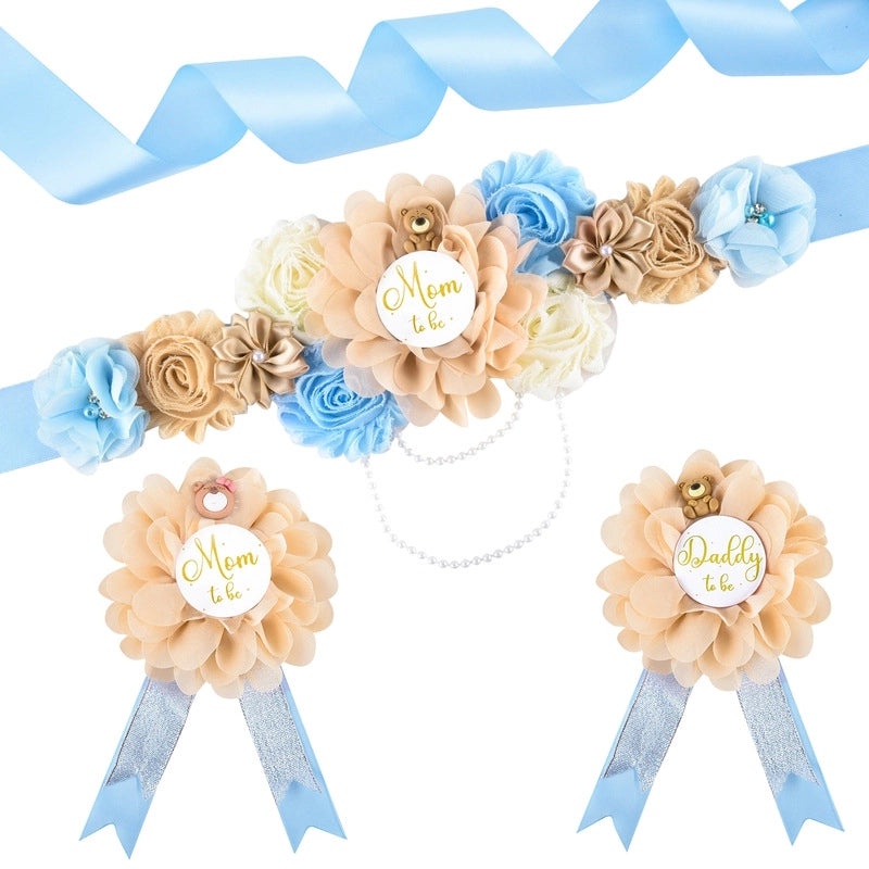 Mom To Be Flower Belt Baby Shower Corsage Badge Decorative Accessory | Baby Shower Accessories