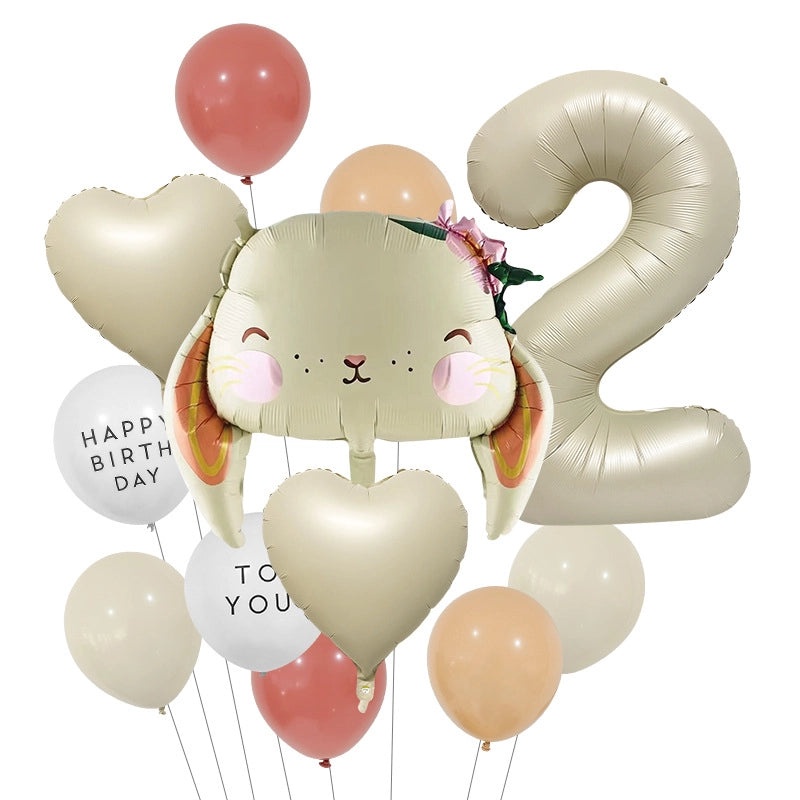 2 Pieces Birthday Rabbit Number Balloons Aluminum Foil Cute Party Decorations|Party Supplies Balloons