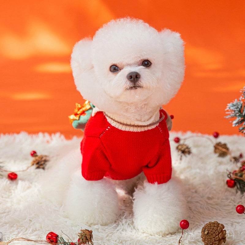 Cozy Christmas Color Block Pet Sweater with Soft Core Spun Yarn|Pet Clothing