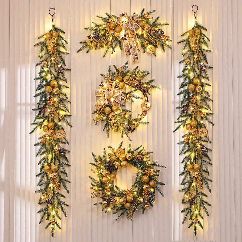 Christmas PE Rattan Garland with Christmas Tree Horn Pendant for Mall and Hotel Window Decoration|Home Decor & Seasonal Decorations