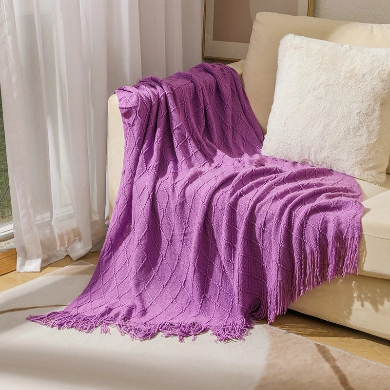 Cozy Solid Color Acrylic Fiber Blanket for Home | Bedding & Blankets