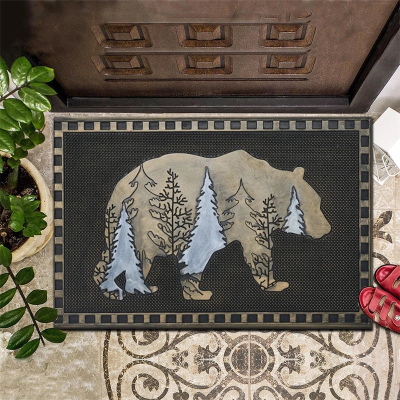 Retro Floral Animal Print Polyester Bath Rug for Bathroom | Home Decor & Bath Accessories