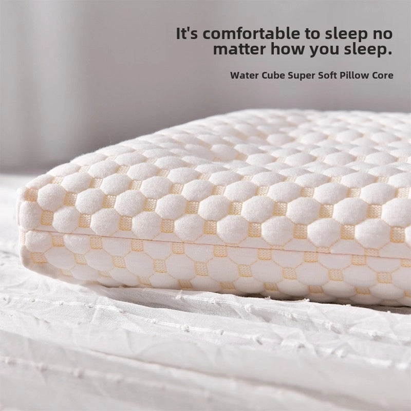 Water Cube Bean Pillow Pair | Cervical Support Low Pillow for Sleep Student Home Use | Soft Comfortable Pillow Core | Bedding Accessories