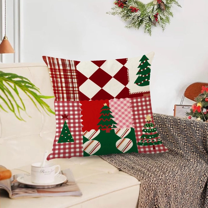 Nordic Christmas Tree Heart Linen Pillow Cover Cozy Sofa Cushion Case|Home Decor & Pillows