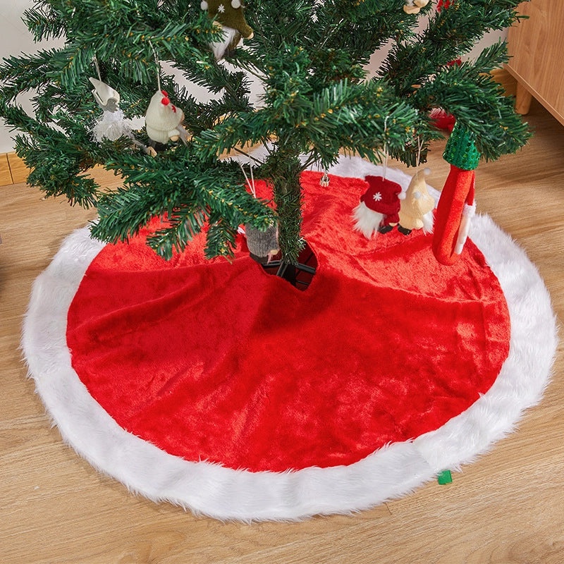 Red and White Plush Christmas Tree Skirt Soft Holiday Tree Base Cover Festive Home Decoration|Christmas Tree Skirts