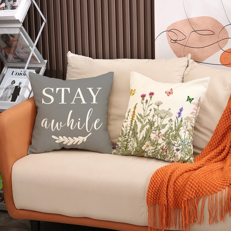 Minimalist Linen Letter Pillow Covers for Couch Sofa Decor|Home & Living Pillows