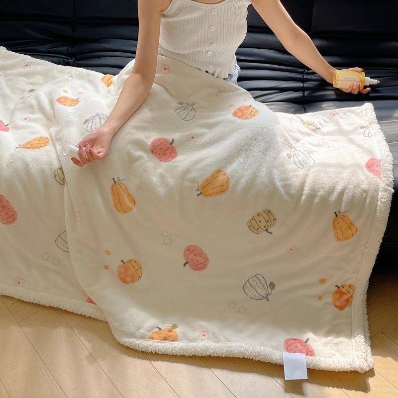 Halloween Cute Animal Pumpkin Fleece Blanket Cozy Bedding Throw for Fall|Home & Living Bedding