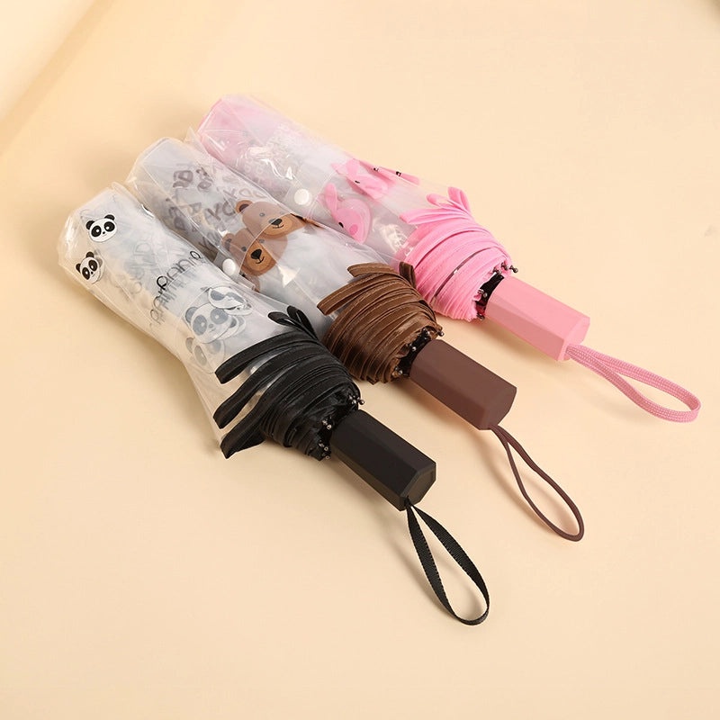 Cute Transparent Cartoon Umbrella Thickened Clear Student Rain Gear for Outdoor Photoshoot | Umbrellas & Rain Gear
