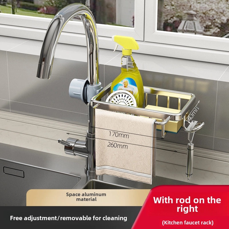 Punch-Free Kitchen Sink Faucet Organizer Rack | Kitchen Storage & Organization