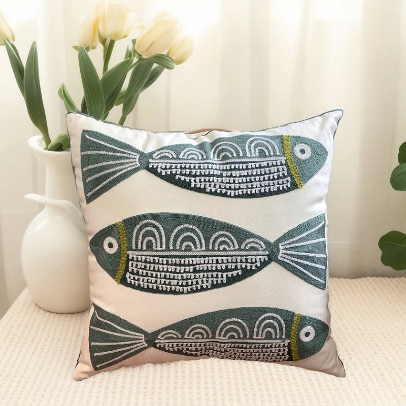 Embroidered Cotton Floral Cushion Cover Soft Decorative Pillow Case for Sofa Bedside Home Decor|Home Decor & Pillows