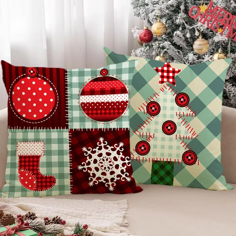 Nordic Christmas Linen Pillow Covers with Snowflake Tree Design | Home Decor & Sofa Accessories