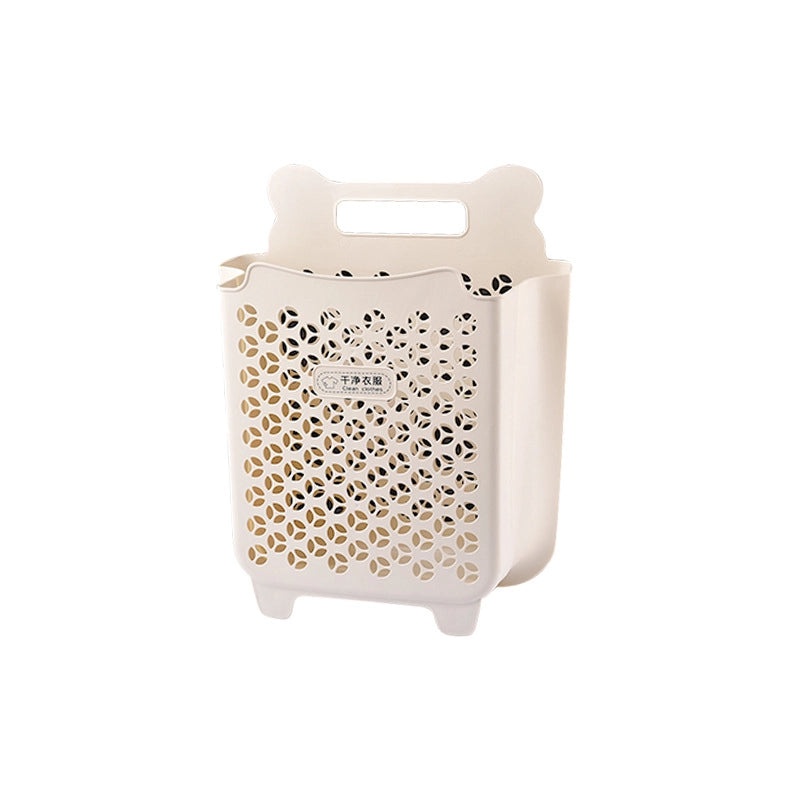 Wall-Mounted Foldable Laundry Basket Non-Perforated Storage Barrel for Dirty Clothes | Home Storage & Organization