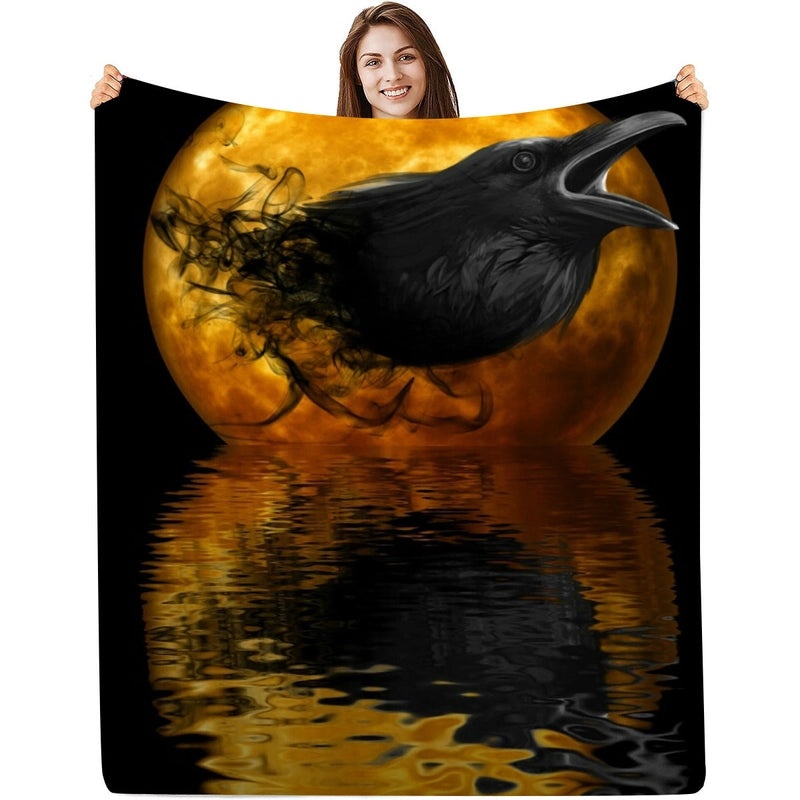 Halloween Floral Bat Skull Polyester Throw Blanket for Couch & Sofa | Home Decor