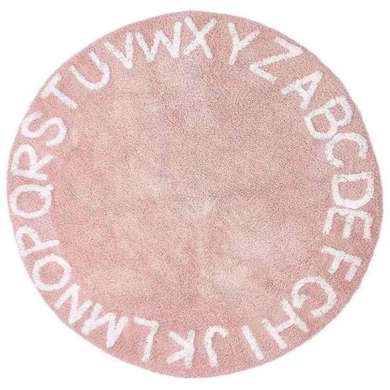Round Letter Pattern Thick Imitation Cashmere Carpet for Living Room Bedroom Study Kids Floor Mat|Home Decor Rugs
