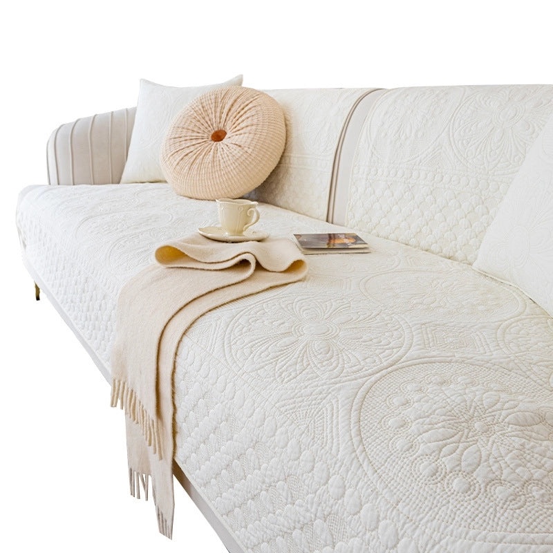 Japanese Korean Style Cream Cotton Sofa Cushion Four Seasons Non-Slip Universal Sofa Cover|Home Decor