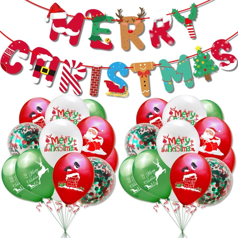 Cute Santa Claus Christmas Letter Emulsion Balloons for Holiday Party Decor|Holiday Party Decorations