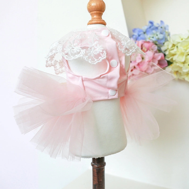 Princess Yarn Lace Dog and Cat Clothes Spring Summer Pink Fairy Skirt|Pet Apparel & Accessories