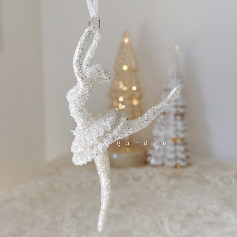 Milky Garden Glitter Christmas Tree Pendant Snowflake Star Angel Garland Hanging Ornament|Christmas Decorations