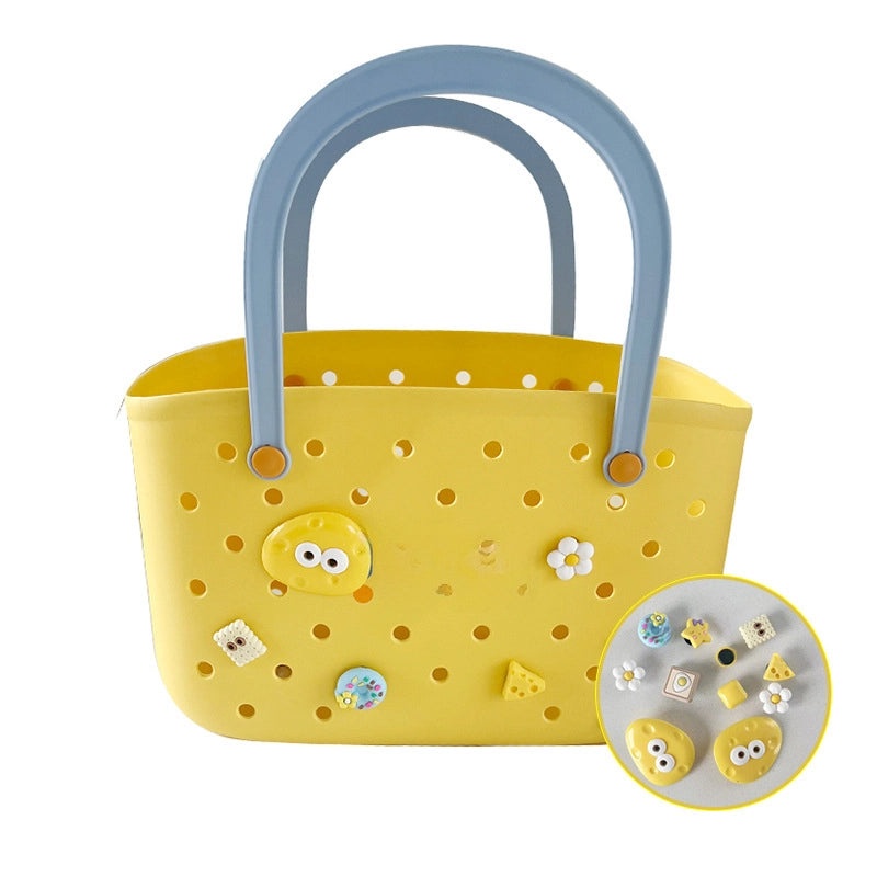 Dopamine Contrast Color Portable Bath Basket for Bathroom Storage and Vegetable Basket | Home Storage & Organization