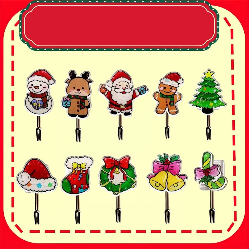 Festive Christmas Tree Santa Snowman Acrylic Wall Hooks|Home Decor Accessories