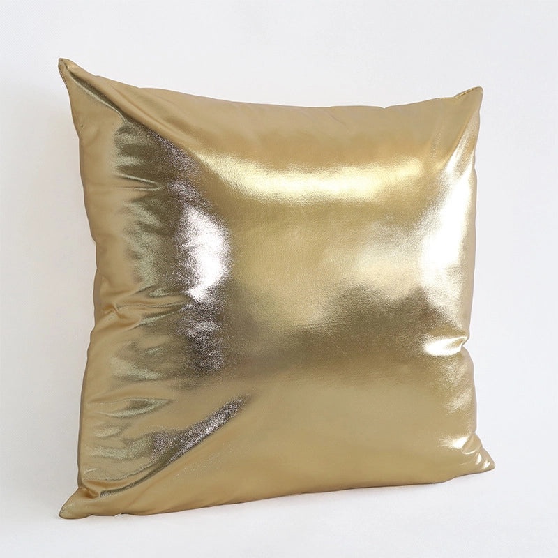 Elegant Solid Color PU Leather Spandex Bronze Pillow Covers for Couch Sofa Decor | Home Decor