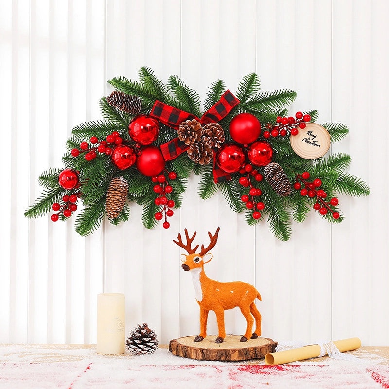 Christmas PE Rattan Garland with Christmas Tree Horn Pendant for Mall and Hotel Window Decoration|Home Decor & Seasonal Decorations