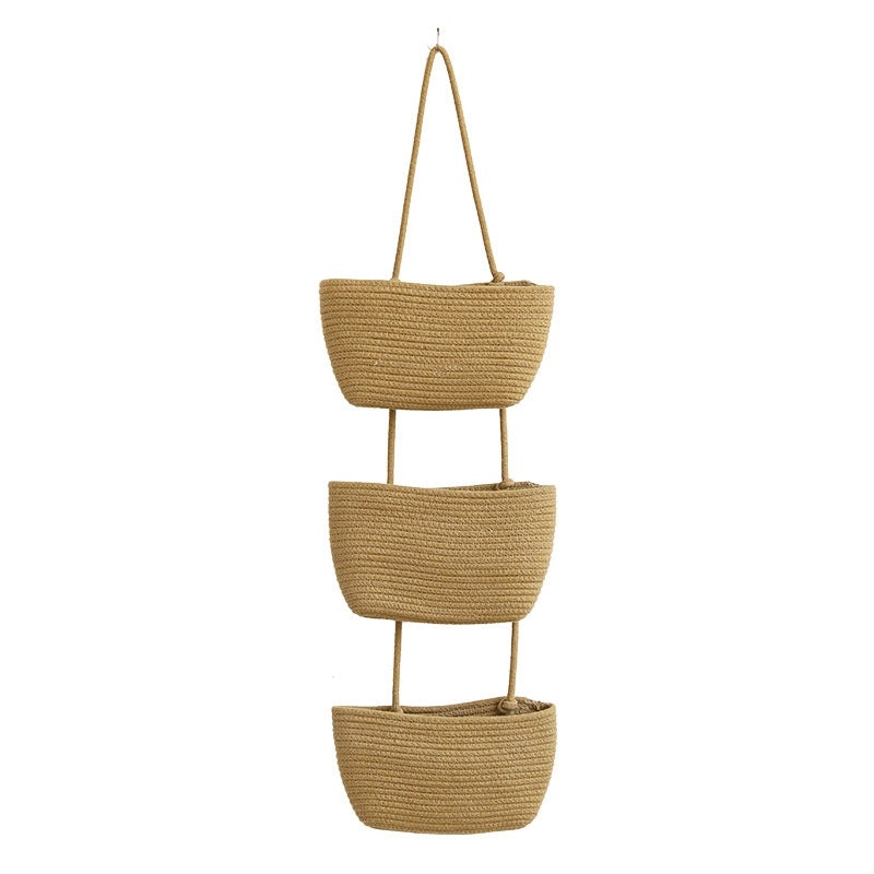 Three-Layer Cotton Thread Wall Hanging Basket for Storage and Home Decoration|Home Storage & Organization