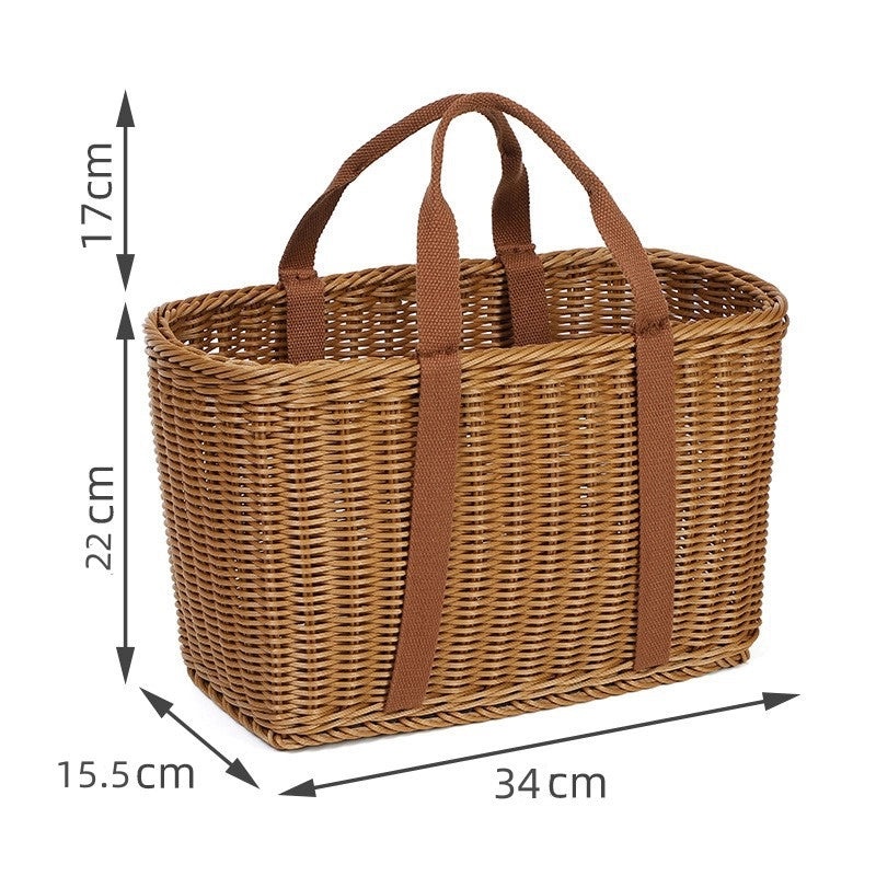 Simple Rustic Solid Color Woven Rattan Storage Basket|Home Storage & Organization