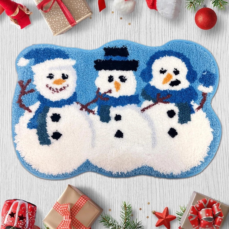 Festive Santa & Reindeer Cashmere-Feel Carpet Bedding for Christmas Vacation|Home Decor Bedding