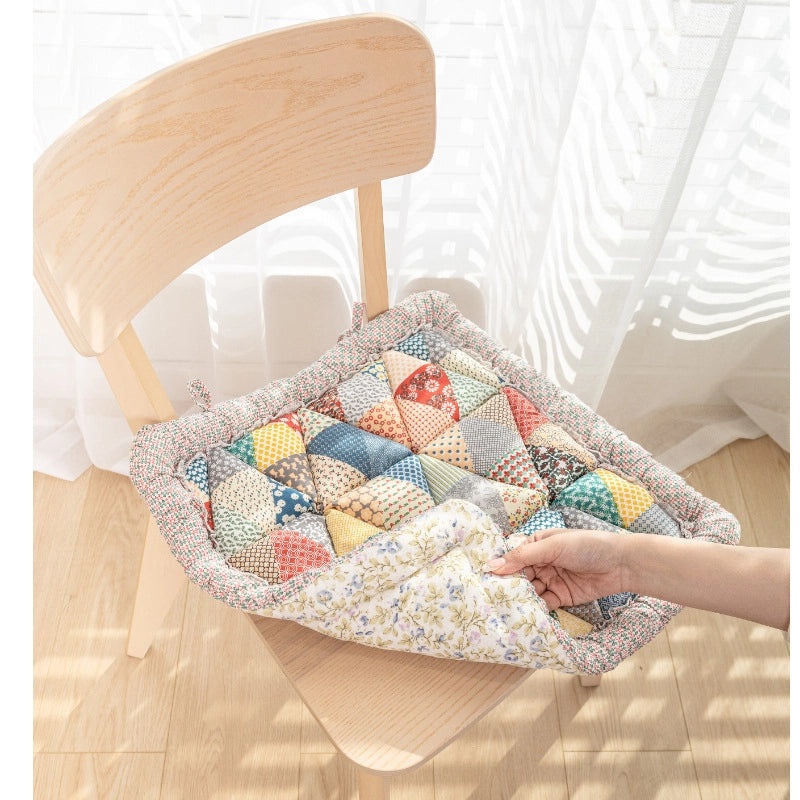 Korean Style Thickened Quilted Cotton Chair Cushion Non-slip Office Student Pad Machine Washable|Home & Living Chairs Cushions