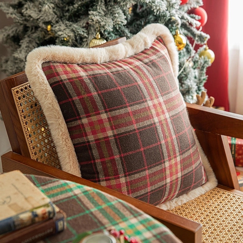 Elegant Plaid Polyester Throw Pillow Cover for Couch and Sofa Decor|Home Decor & Cushion Covers