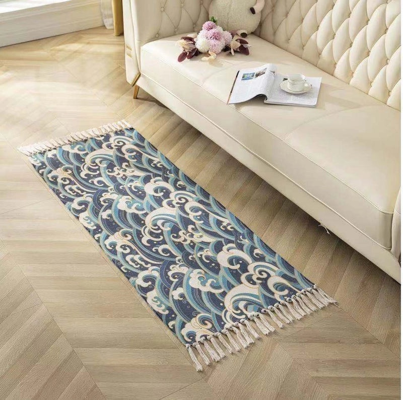 Ethnic Geometric Letter Flower Cotton Bath Mat|Home Decor & Bath Accessories