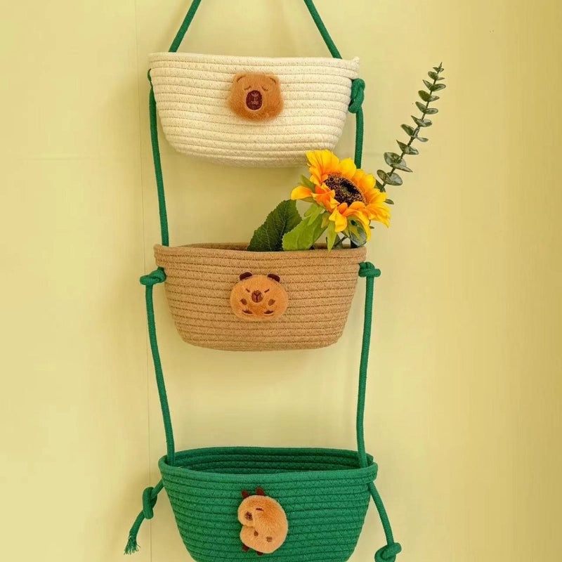 Adorable Cartoon Print Cotton Rope Storage Basket Organizer|Home Storage & Organization