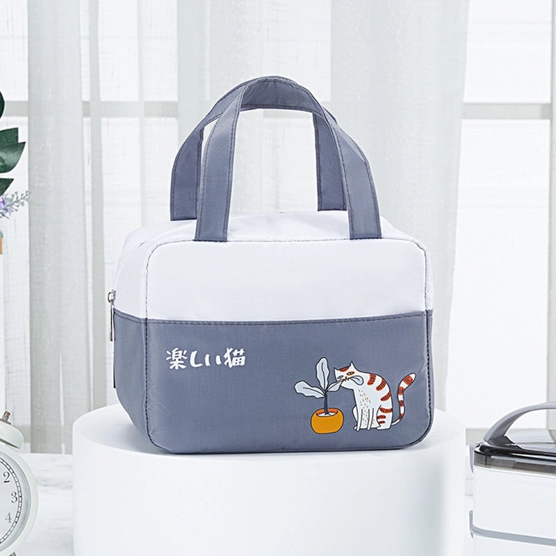 Cartoon Cat Portable Insulated Lunch Bag Outdoor Cooler Bag with Rice Insulation|Lunch Bags & Coolers