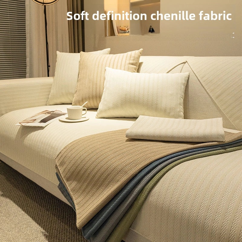 All-Season Chenille Sofa Cushion Non-Slip Cream Cover Soft Backrest Towel Protector|Home Decor & Sofa Accessories