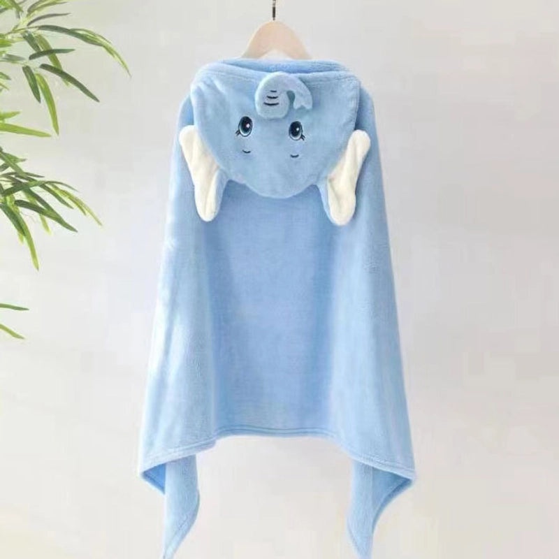 Soft Coral Fleece Kids Hooded Bathrobe Quick Dry Absorbent Baby Towel|Children's Bathrobes & Towels