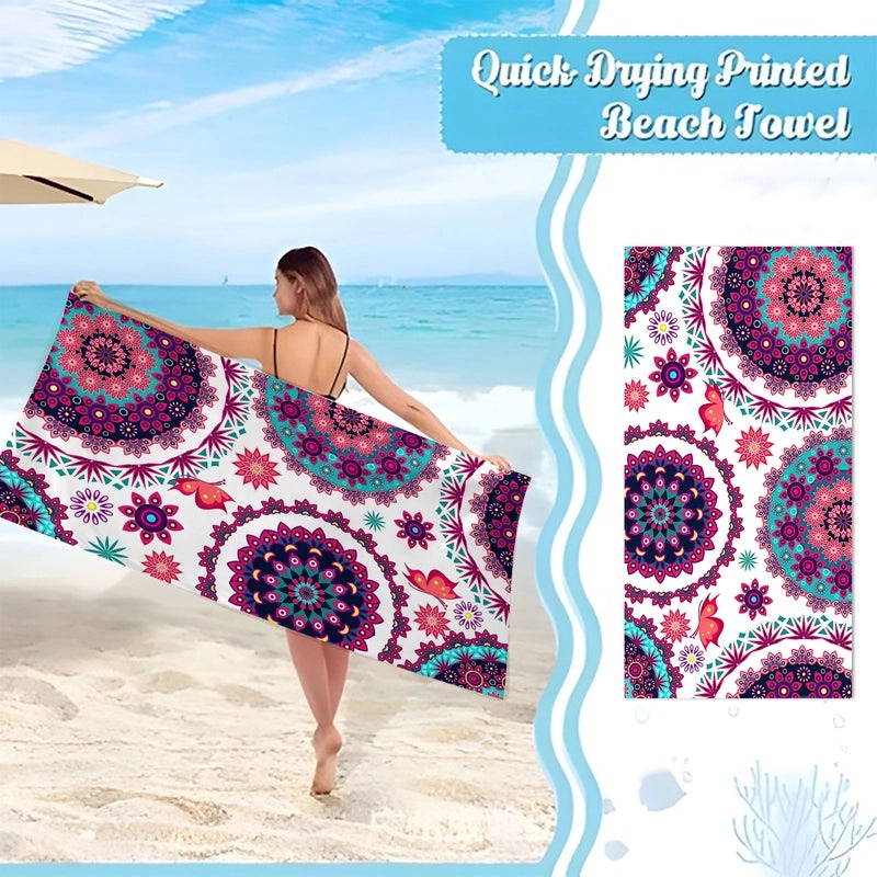 Geometric Patterned Superfine Fiber Beach Towel for Casual Use|Beach Towels & Accessories